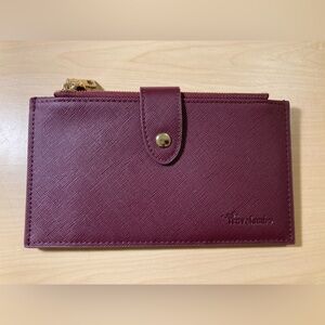 Travelambo Burgundy Leather Wallet with Gold Accents